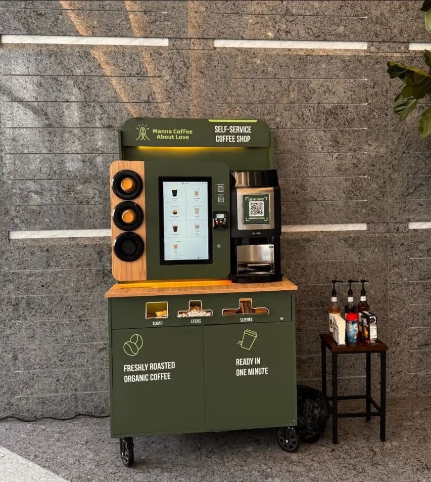 Kiosco de café Manna en una pista de hielo en California